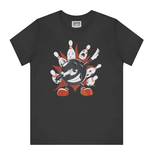 Striking Bowling Ball Design T-Shirt novelty product