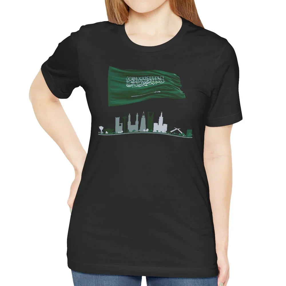 Saudi Arabia Skyline and Flag Graphic Tee product