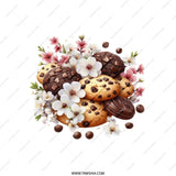 Cookies and Flowers Pillow, Chocolate Chip Cookie Art, Cute Food Pillow, Home Decor Pillow, Gift For Baker, Unique Pillow Design - Tawshia