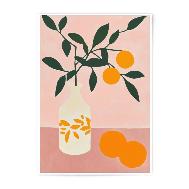 Orange Still Life Photographic Prints, Botanical Art Print, Vase of Fruit Prints, Kitchen Art, Trendy Home Decor - Tawshia