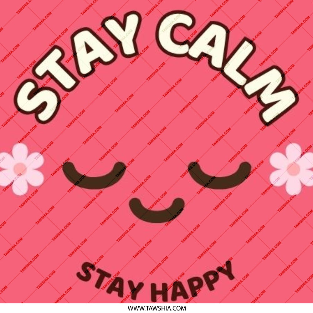 Stay Calm Pinback Button, Stay Happy Badge, Positive Affirmation Pin, Cute Smiley Face, Floral Accent, Encouragement Gift, Motivation Button - Tawshia
