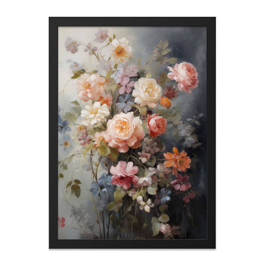 Floral Wall Art, Vintage Flower Print, Botanical Wall Decor, Roses Bouquet Painting, Elegant Home Decor, Floral Artwork Print - Tawshia