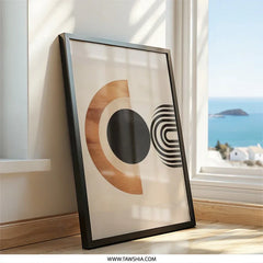 Geometric Wall Art, Abstract Shapes Print, Minimalist Artwork, Modern Home Decor, Circle Design Wall Art - Tawshia