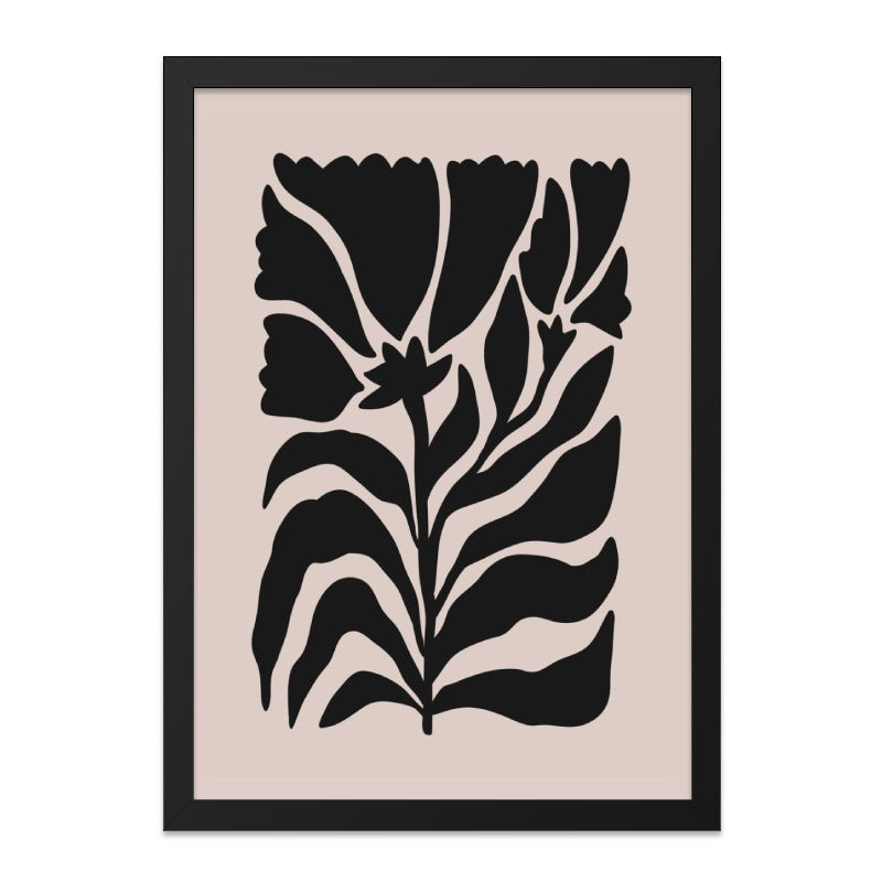 Black Floral Wall Art Print, Abstract Flower Art, Botanical Wall Decor, Minimalist Home Decor, Contemporary Art Print, Modern Wall Art - Tawshia