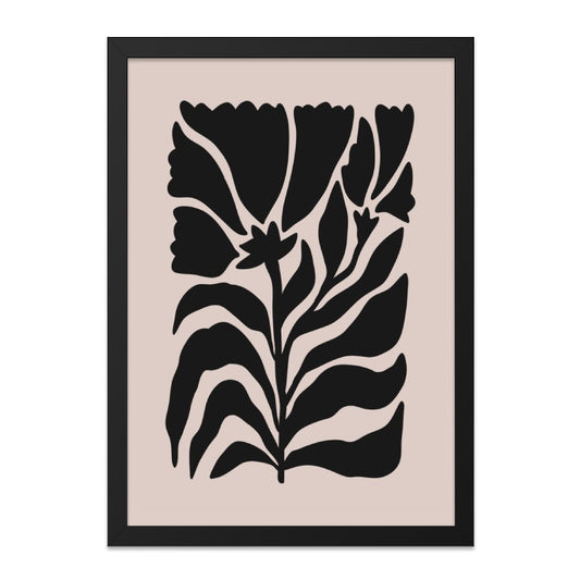 Black Floral Wall Art Print, Abstract Flower Art, Botanical Wall Decor, Minimalist Home Decor, Contemporary Art Print, Modern Wall Art - Tawshia