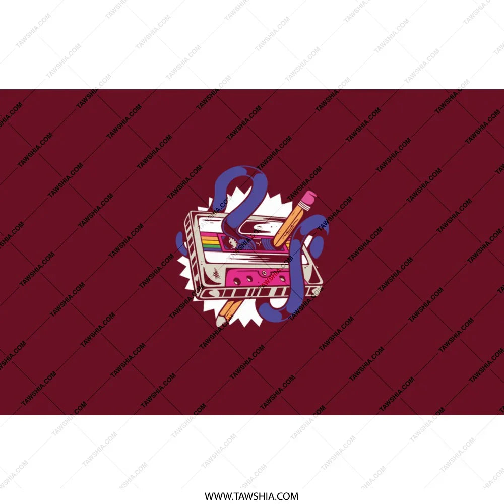 Retro Music Cassette Tape with Pencils Art product