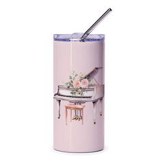 Floral Piano Tumbler, Elegant Drinkware, Music Lover Gift, Cute Travel Mug, Aesthetic Tumbler, Unique Tumbler, Gifts for Pianists - Tawshia