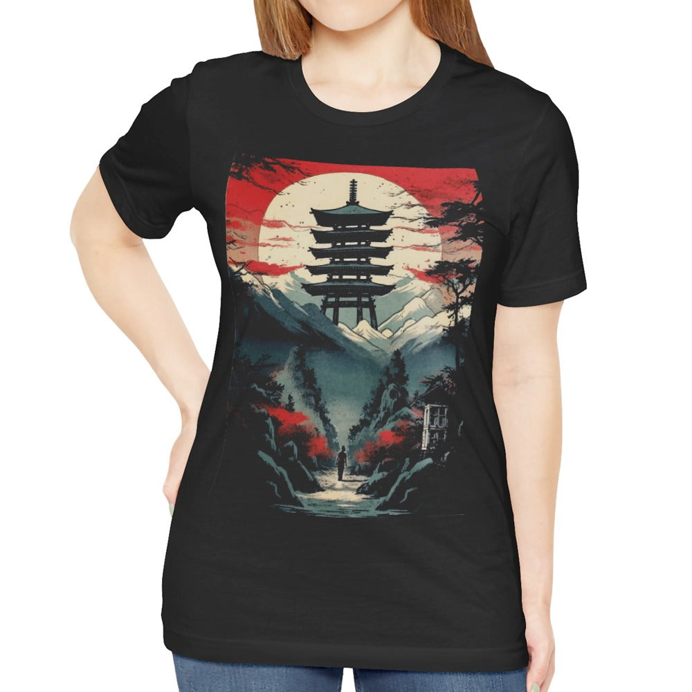 Japanese Pagoda Sunset Graphic Tee product