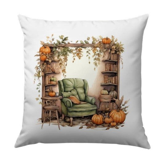 Autumn Reading Nook Pillow, Cozy Fall Decor, Pumpkin Season, Book Lover Gift, Home Decor Pillow - Tawshia