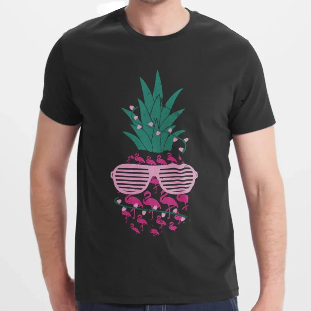 Fun Tropical Pineapple and Flamingo Graphic Shirt product