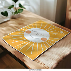 Sunshine Photographic Print, Smiling Sun Art, Nursery Decor, Kids Room Art, Happy Sun Illustration, Sunny Print, Positive Wall Art - Tawshia
