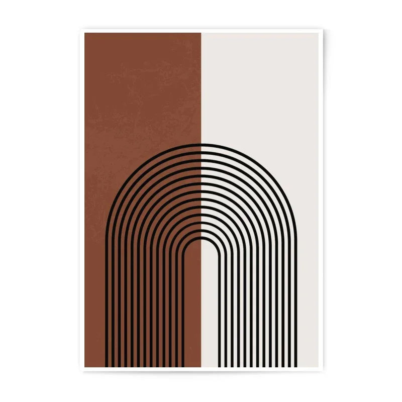 Minimalist Arch Photographic Print, Abstract Geometric Wall Art, Brown Beige Modern Home Decor, Mid Century Modern Art Print - Tawshia