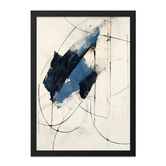 Abstract Strokes Wall Art, Modern Art Print, Blue Black Painting, Contemporary Home Decor, Geometric Wall Decor, Framed Art - Tawshia