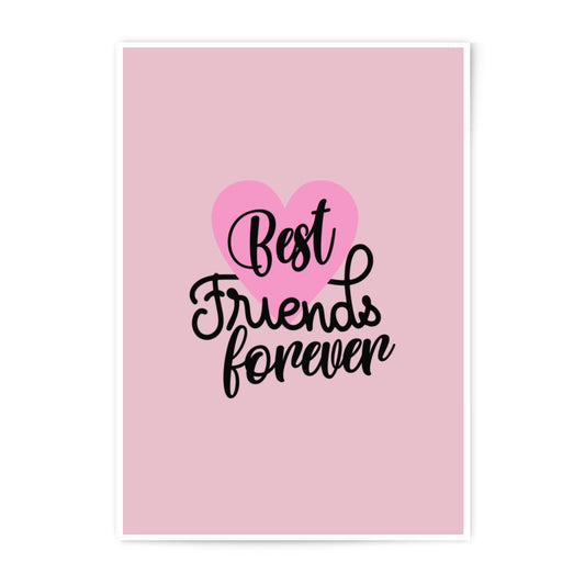 Best Friends Forever Print, Friendship Gift, Heart Decor, Photographic Prints, Home Decor, Gift For Her, Wall Art, Pink Theme - Tawshia
