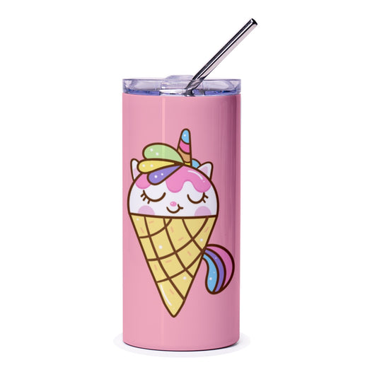 Cute Unicorn Ice Cream Tumbler, Unique Cartoon Unicorn Tumbler, Aesthetic Pink Tumbler, Gift For Her, Personalized Tumblers, Travel Mug - Tawshia