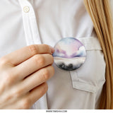 Watercolor Sky Pinback Button, Aesthetic Clouds Button, Galaxy Landscape Button, Dreamy Space Button, Pastel Colors Button - Tawshia