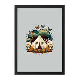 Camping Tent Wall Art, Butterfly Art Print, Nature Scenery Artwork, Modern Home Decor, Adventure Wall Decor, Tent and Butterfly Print - Tawshia