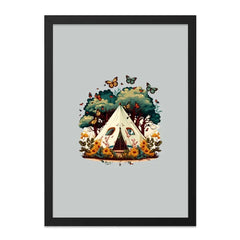 Camping Tent Wall Art, Butterfly Art Print, Nature Scenery Artwork, Modern Home Decor, Adventure Wall Decor, Tent and Butterfly Print - Tawshia