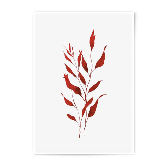 Red Leaf Photographic Print, Botanical Art Print, Modern Home Decor, Nature Wall Art, Foliage Print, Plant Art, Minimalist Design - Tawshia
