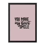 You Make My Heart Smile Wall Art, Love Wall Decor, Positive Quote Print, Inspirational Wall Art, Home Decor, Modern Art (139 characters) - Tawshia