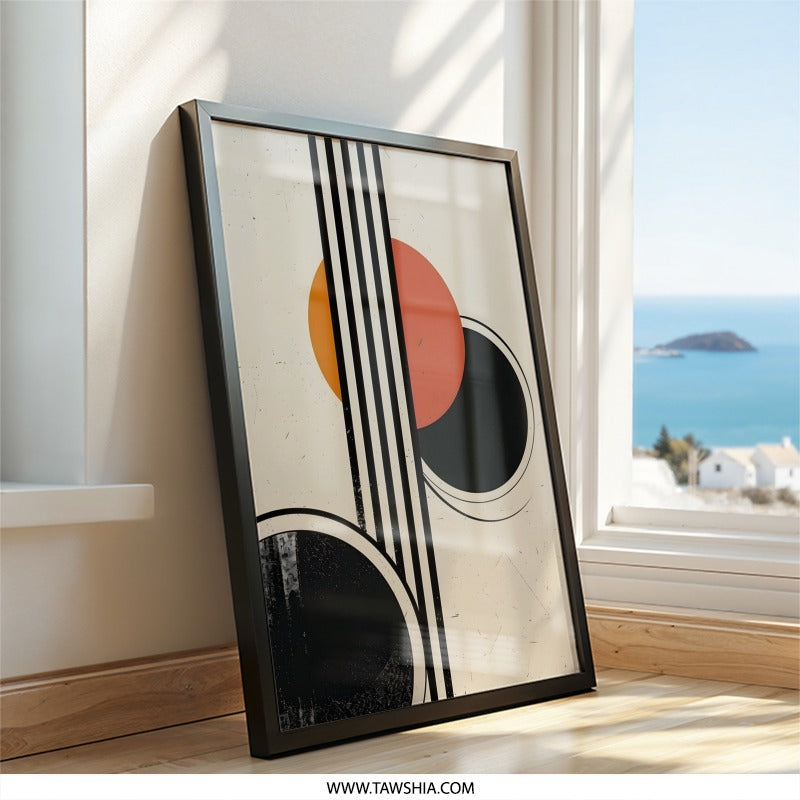 Abstract Geometric Wall Art, Modern Print, Circle and Line Art, Mid Century Modern Decor, Home Decor, Office Art - Tawshia