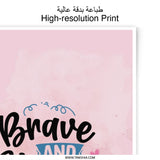 Brave and Strong Photographic Print, Breast Cancer Awareness Art, Inspirational Wall Decor, Hope Gift, Ribbon Support Print - Tawshia