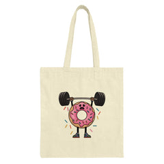 Funny Donut Gym Tote Bag, Weightlifting Design, Doughnut Lover Gift, Cartoon Food Art, Novelty Gym Bag, Unique Tote Bag for her or him - Tawshia