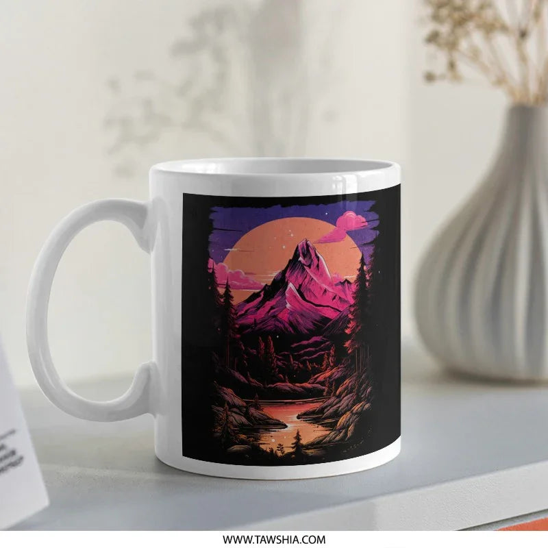 Mountain Sunset Over River Graphic Mug product