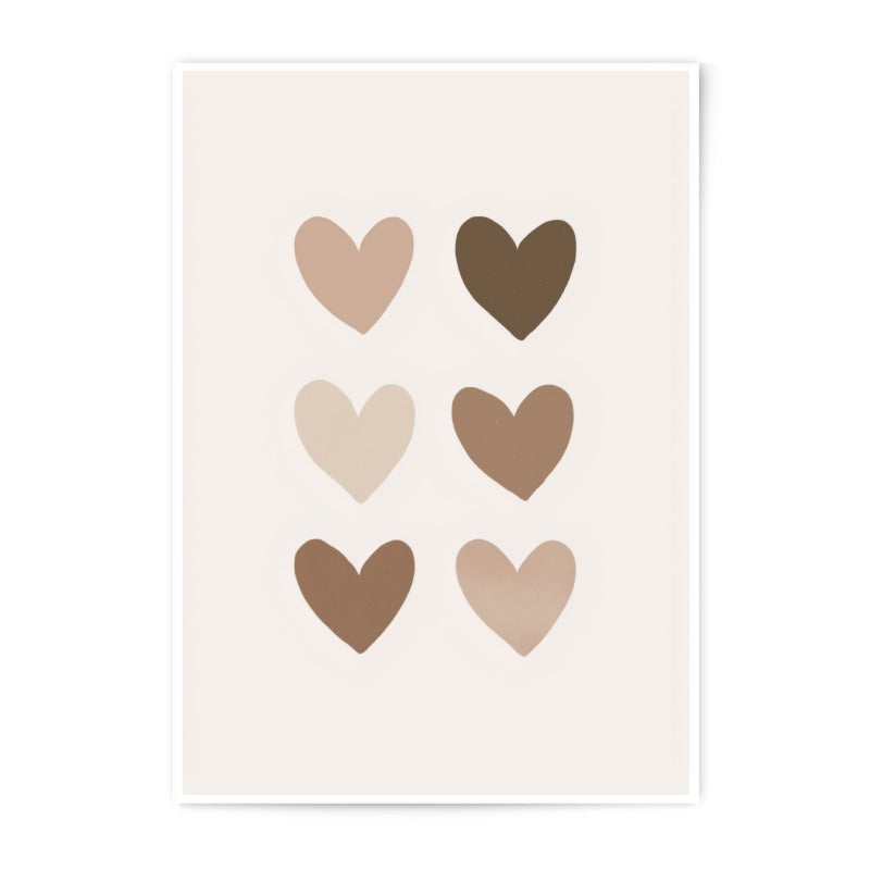 Neutral Hearts Photographic Print, Boho Wall Art, Minimalist Home Decor, Love Heart Wall Decor, Earth Tone Art Print - Tawshia