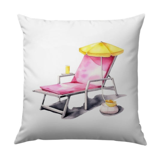 Beach Chair Pillow, Summer Vacation Home Decor, Tropical Getaway Throw Pillow, Sun Lounger Cushion, Coastal Living Gift, Watercolor Art - Tawshia