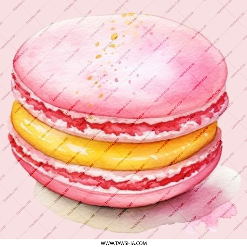 Pink Macaron Pinback Button, Watercolor Food Button, Cute Sweet Treat Pin, Chef Gift, Baker Gift, Foodie Gift, Dessert Button - Tawshia