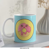Cute Donut Mug, Kawaii Food Mug, Funny Coffee Cup, Sweet Treat Lover Gift, Unique Donut Design Mug - Tawshia