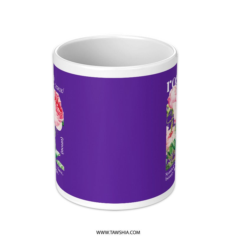 Floral Design Purple Coffee Mug Cup Product