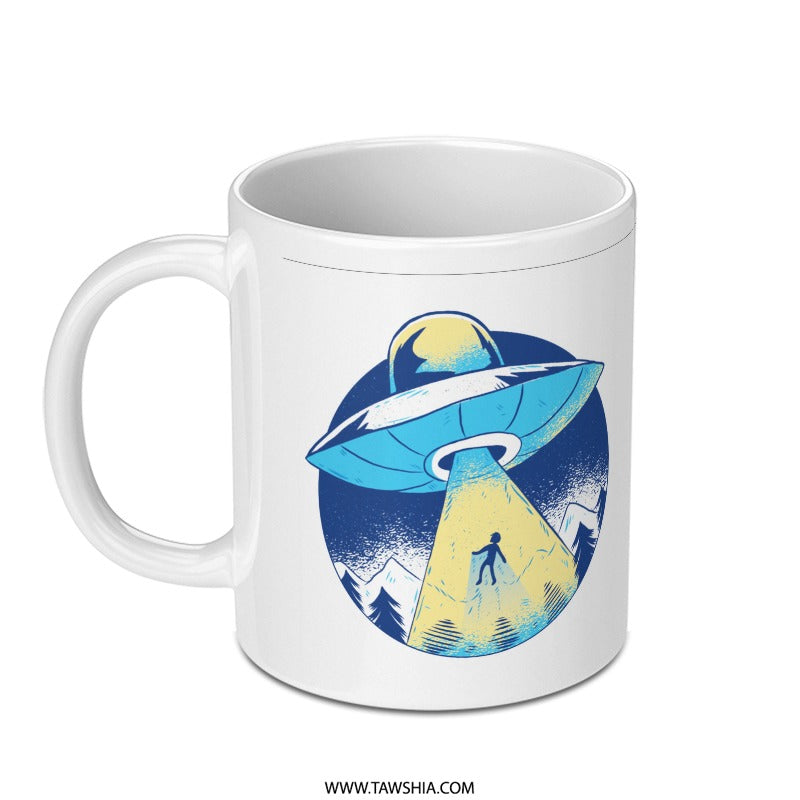 Alien Abduction with UFO Coffee Design Mug Fun Gift product type