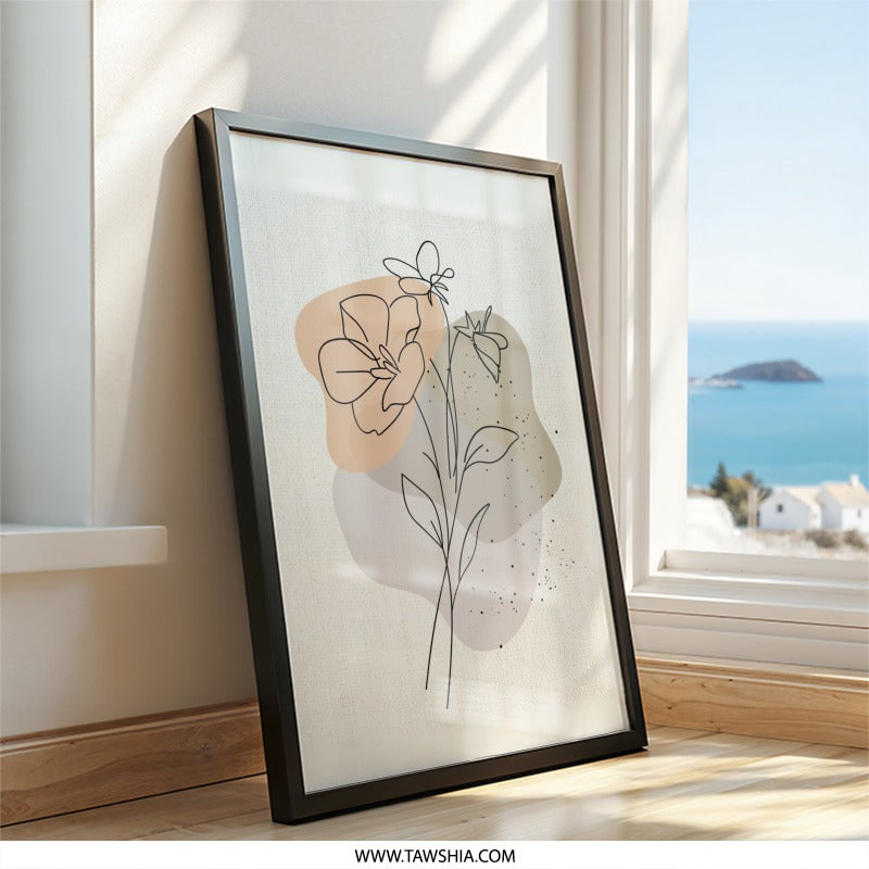 Floral Line Art Wall Decor, Minimalist Flower Print, Botanical Wall Art, Abstract Floral Art, Line Drawing Art, Flower Wall Art (135) - Tawshia