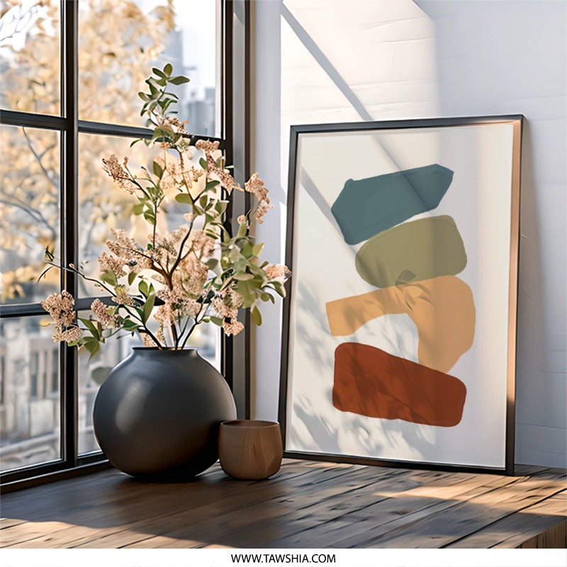 Abstract Stones Wall Art, Minimalist Home Decor, Contemporary Art Print, Modern Wall Decor, Unique Wall Hanging - Tawshia