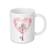 Heart and Key Mug, Romantic Gift Idea, Valentine's Day Mug, Unique Coffee Mug, Special Occasion Present, Elegant Design Cup - Tawshia