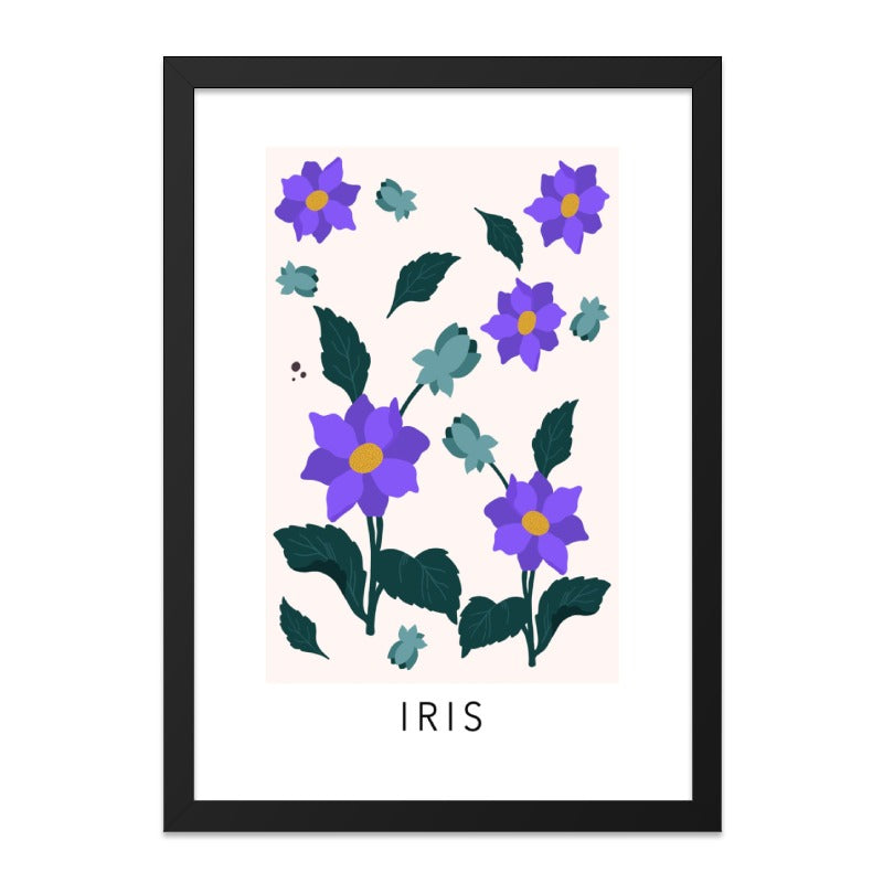 Iris Flower Wall Art, Floral Wall Decor, Purple Flower Art, Modern Botanical Print, Minimalist Wall Art, Home Decor, Trendy Wall Decor - Tawshia