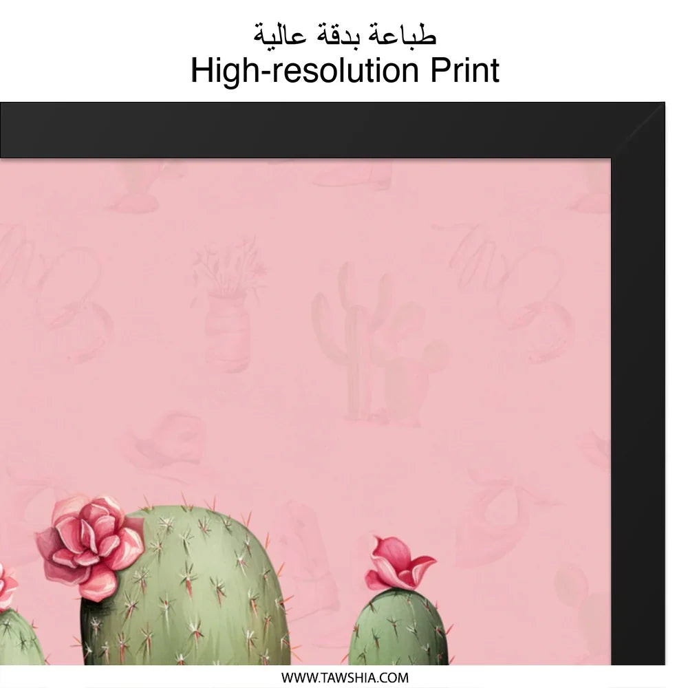 Cactus Wall Art, Pink Flower Print, Southwestern Decor, Botanical Art Print, Desert Wall Art, Home Decor, Floral Cactus Art - Tawshia