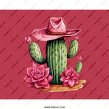 Cactus Cowboy Mouse Pad, Western Mousepad, Desert Decor, Pink Hat Mouse Pad, Floral Mouse Pad, Unique Office Gift, Computer Accessory - Tawshia