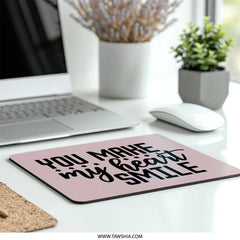 You Make My Heart Smile MousePad, Romantic Mouse Pad, Cute Office Decor, Gift for Her, Valentines Day Mousepad, Love Mouse Pad - Tawshia
