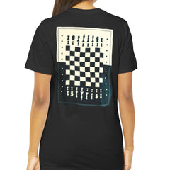 Stylish Chessboard and Pieces Print Back T-Shirt product type
