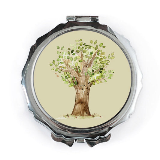 Tree Pocket Mirror, Cute Tree Art, Smiling Tree Mirror, Nature Lover Gift, Portable Mirror, Compact Mirror, Pocket Accessory - Tawshia
