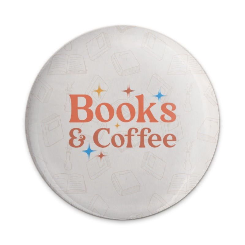 Books and Coffee Pinback, Book Lover Gift, Coffee Addict Pin, Reader Gift, Bookworm Pin, Bookish Accessories, Cozy Aesthetic - Tawshia