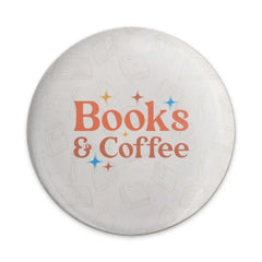Books and Coffee Pinback, Book Lover Gift, Coffee Addict Pin, Reader Gift, Bookworm Pin, Bookish Accessories, Cozy Aesthetic - Tawshia