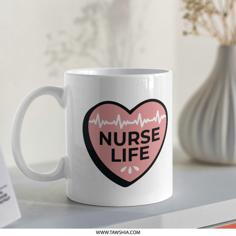 Heartbeat Nurse Life Heart Design Mug product