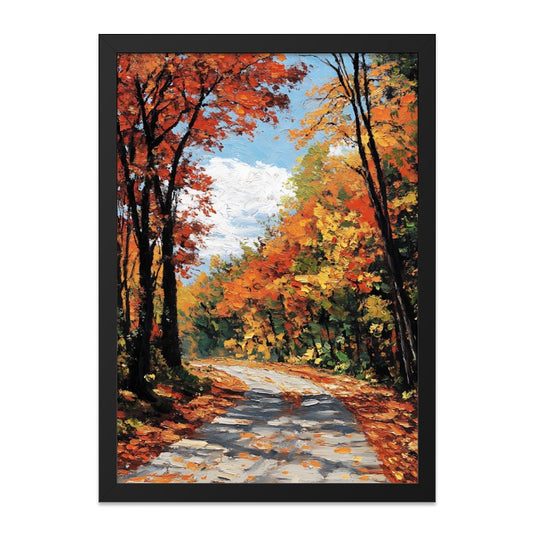 Autumn Road Wall Art, Fall Landscape Painting, Colorful Trees, Forest Scene, Nature Print, Cozy Home Decor, Seasonal Artwork, Unique Gift - Tawshia