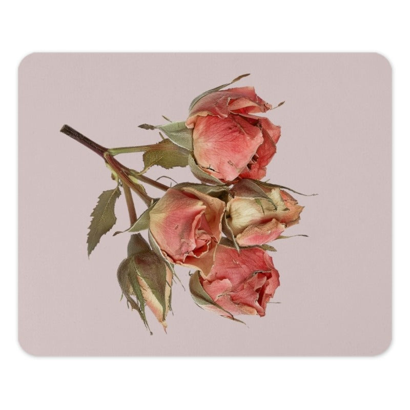 Dried Roses Mouse Pad, Floral Mousepad, Pink Roses Desk Decor, Aesthetic Office Gift, Elegant Computer Accessory, Flower Lover Gift - Tawshia