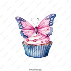 Butterfly Cupcake Pillow, Whimsical Decor, Girl's Room, Playroom Pillow, Nursery Pillow, Decorative Pillow - Tawshia