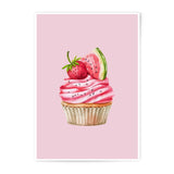 Cupcake Photographic Prints, Strawberry Watermelon Art, Dessert Wall Decor, Sweet Treat Prints, Food Illustration Prints, Kitchen Art - Tawshia